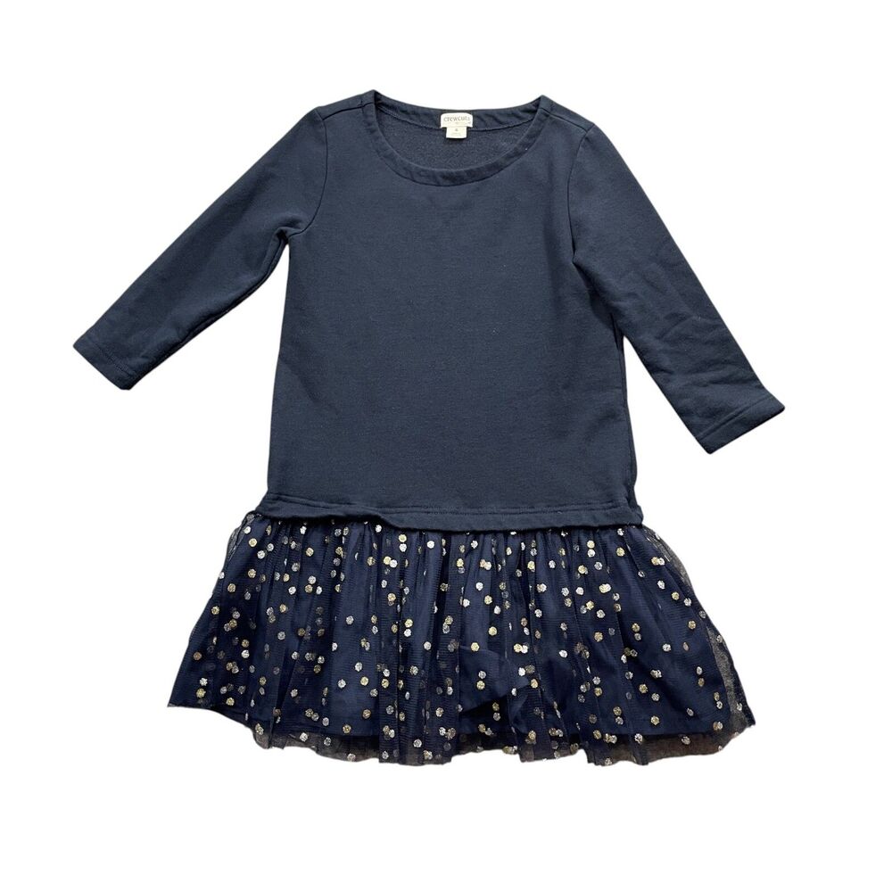 Crewcuts 6 Navy Dress Girls Lacy Bottom‎ Cotton Blend